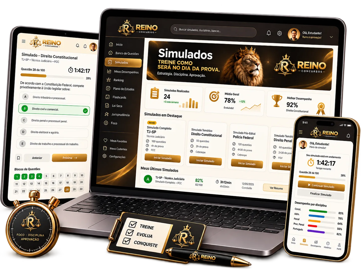 Mockup Simulados Reino Concursos
